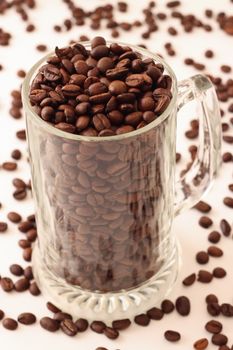 Coffee beans in a beer cup