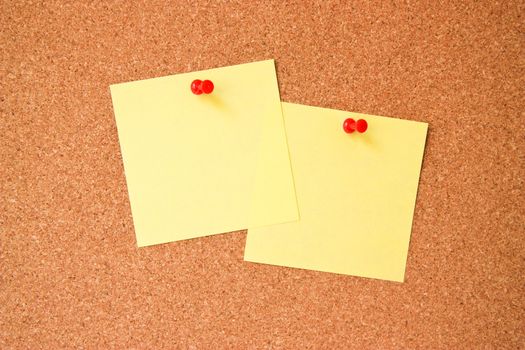 Corkboard with two yellow notes