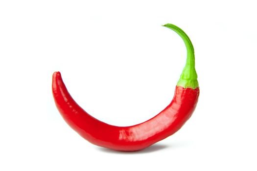 Red hot chili pepper on white background