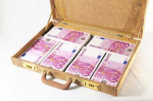 One Suitcase Full of Pink 500 Euros Banknotes