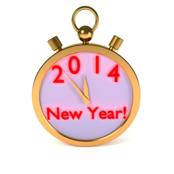 Abstract golden stopwatch with date 2014, new year concept