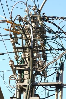 Electricity wires on a pole