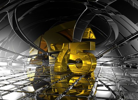number seventy five in abstract futuristic space - 3d illustration