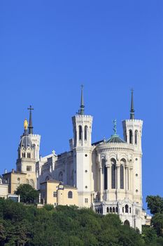 Vertical view of Basilica of Notre Dame de Fourviere, Lyon, France