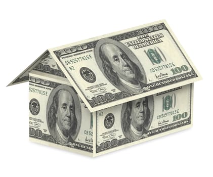 Dollar house on a white background. With clipping path