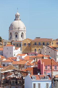 Lisbon, view of Alfam's region and Santa Engrassiya's (Pantheon) church.