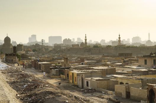 city of the dead slum in graveyard of cairo egypt