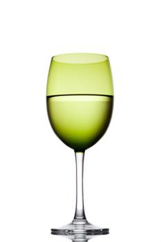Green vine glass on white background