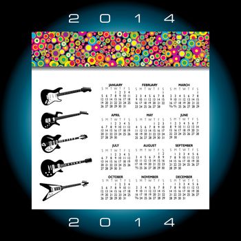 2014 Creative Music Calendar for Print or Website