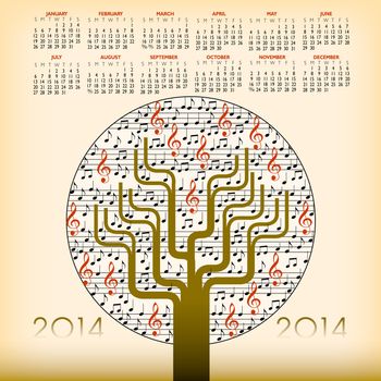 2014 Creative Music Calendar for Print or Website