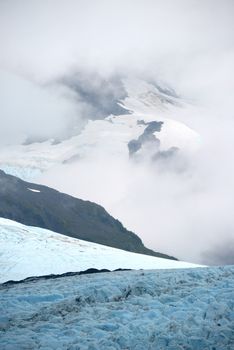 mountain with glacier in alaska