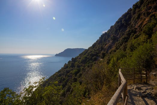 pathway between villages in cinque terre during day time