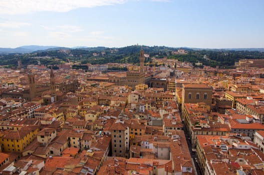 Picture of the view over Firenze with some old towers in the back