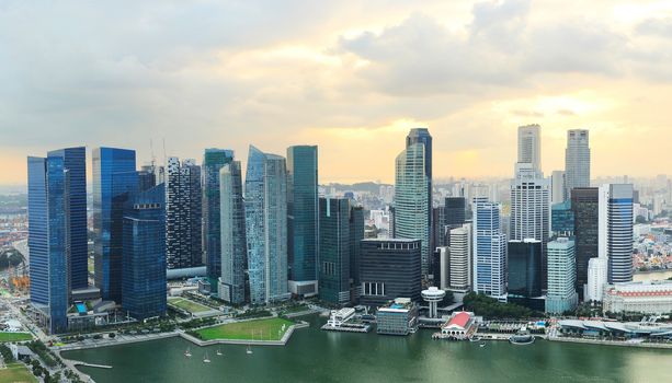 Panoramic view of Singapore at a beautiful sunset