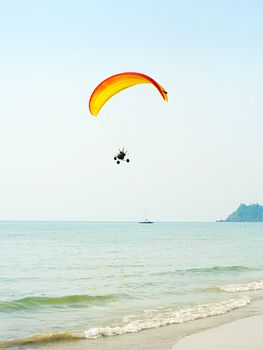 Paraglider at the tropical beach on Koh Chang island, Thailand