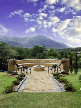 Beautiful view of scenic point surround by forest andmountains with classic chair, Casa Montana 