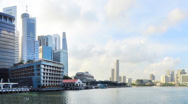 Singapore embankment at sunset