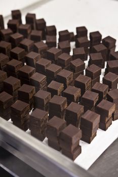 Stacks of chocolate with selective focus