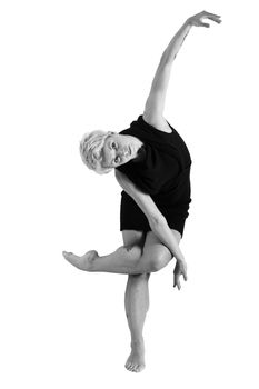 Attractive girl dancing, shot in black and white version