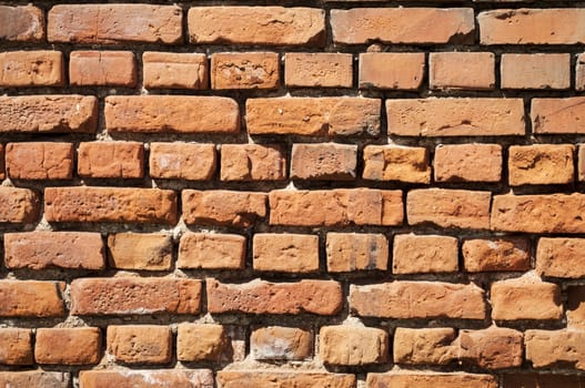 Fragment of old red brick wall background
