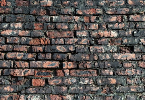 Fragment of old weathered brick wall background
