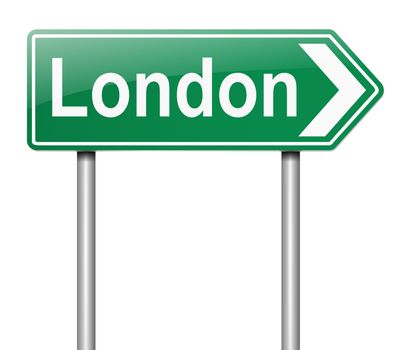 Illustration depicting a sign directing to London.