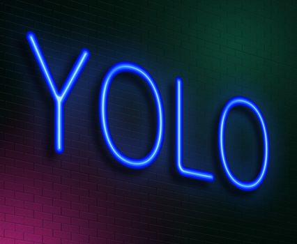 Illustration depicting an illuminated neon sign with a YOLO concept.