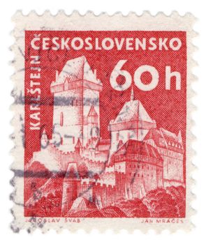 CZECHOSLOVAKIA - CIRCA 1960: A stamp printed in Czechoslovakia, shows Karlstein Castle, circa 1960