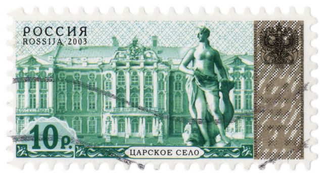 RUSSIA - CIRCA 2003: A stamp printed in Russia shows Catherine Palace in Tsarskoye Selo (Pushkin), near St. Petersburg, Russia, circa 2003
