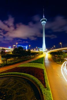 taffic highway under macau tower