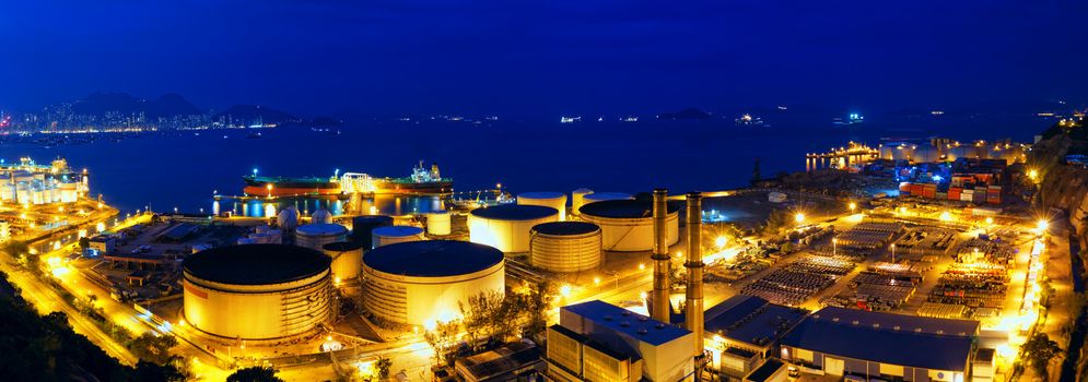 Oil tanks at night , hongkong 