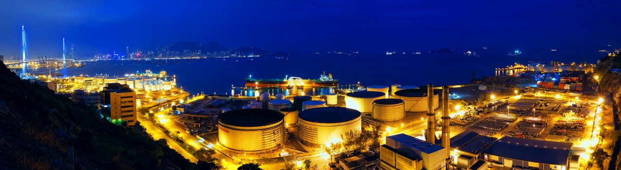 Oil tanks at night , hongkong 