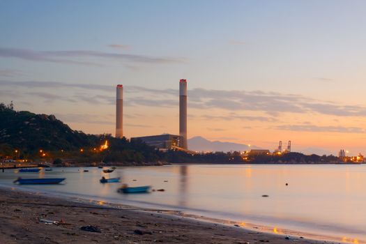 sunset of Petrochemical industry  , power plant