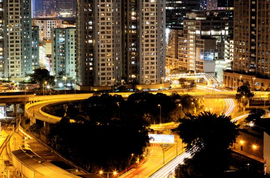 highway and traffic at night, hongkong