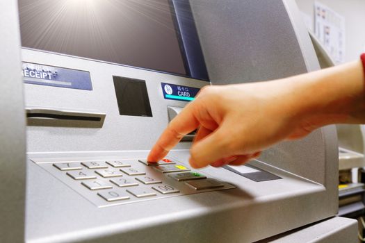 Press cancel button on ATM keypad