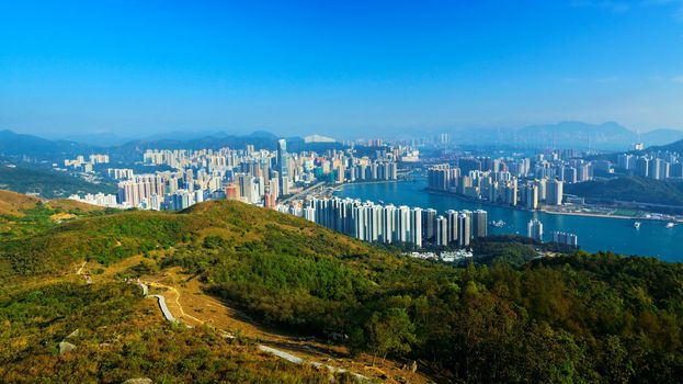View of Downtown Kowloon Hongkong from Tsuen Wan