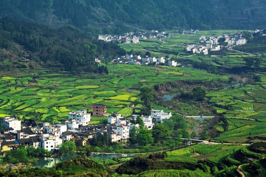Rural landscape in wuyuan county, jiangxi province, china. 