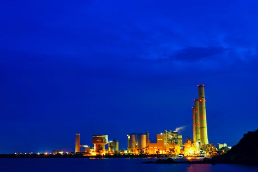 power station at night, hong kong