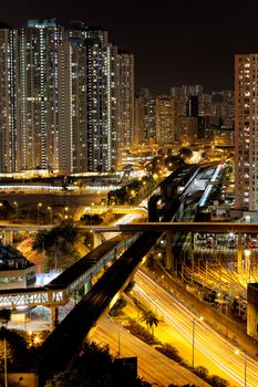 highway and traffic at night, hongkong