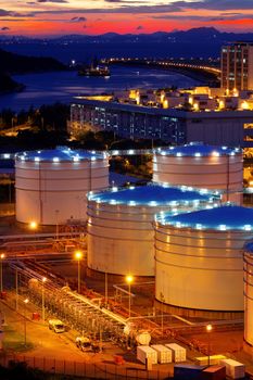 Oil tanks at sunset , hongkong tung chung