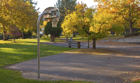 Public park in Autumn colors Gresham OR.