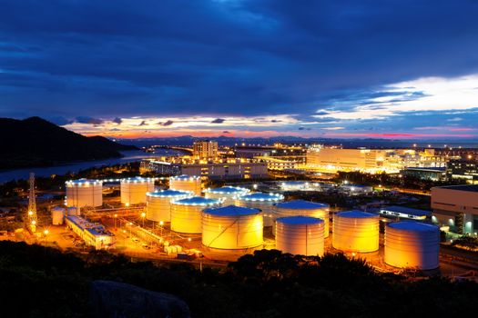 Oil tanks at night , hongkong tung chung
