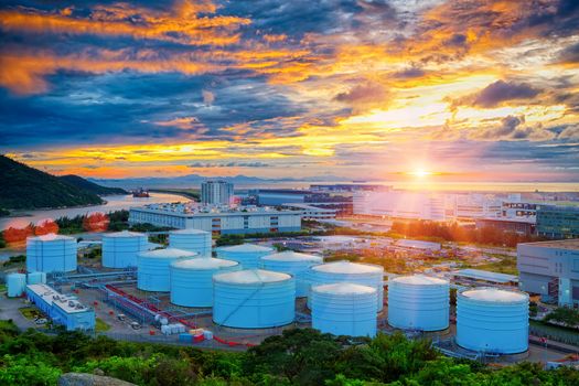 Oil tanks at sunset , hongkong tung chung