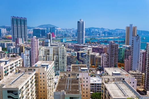Hong Kong crowded building at day