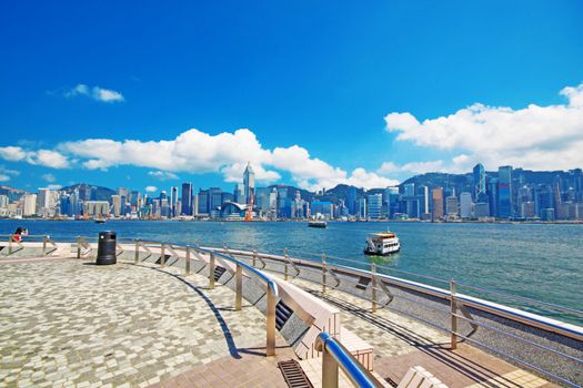 China, Hong Kong waterfront buildings 