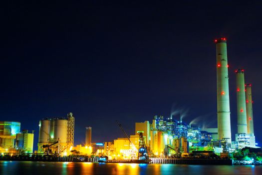 power station at night, hong kong