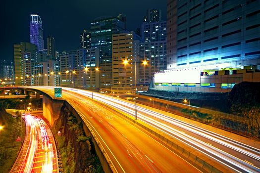 business area of hongkong at night