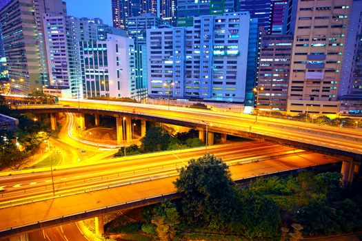 urban area dusk, busy traffic 