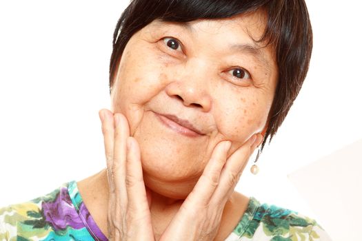 asian woman on white background