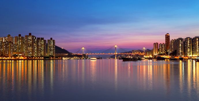 sunset at downtown city,hongkong tsuen wan